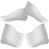 Hotop 6 Pares Calcetines Hidratantes de Algodón Calctines de Spa de Pies para Piel Seca Dura Agrietada- Blanco